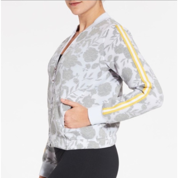 CALIA Womens Jacket XS Floral Burnout Spacer Bomber Full Zip Front Long Sleeve - Picture 2 of 11